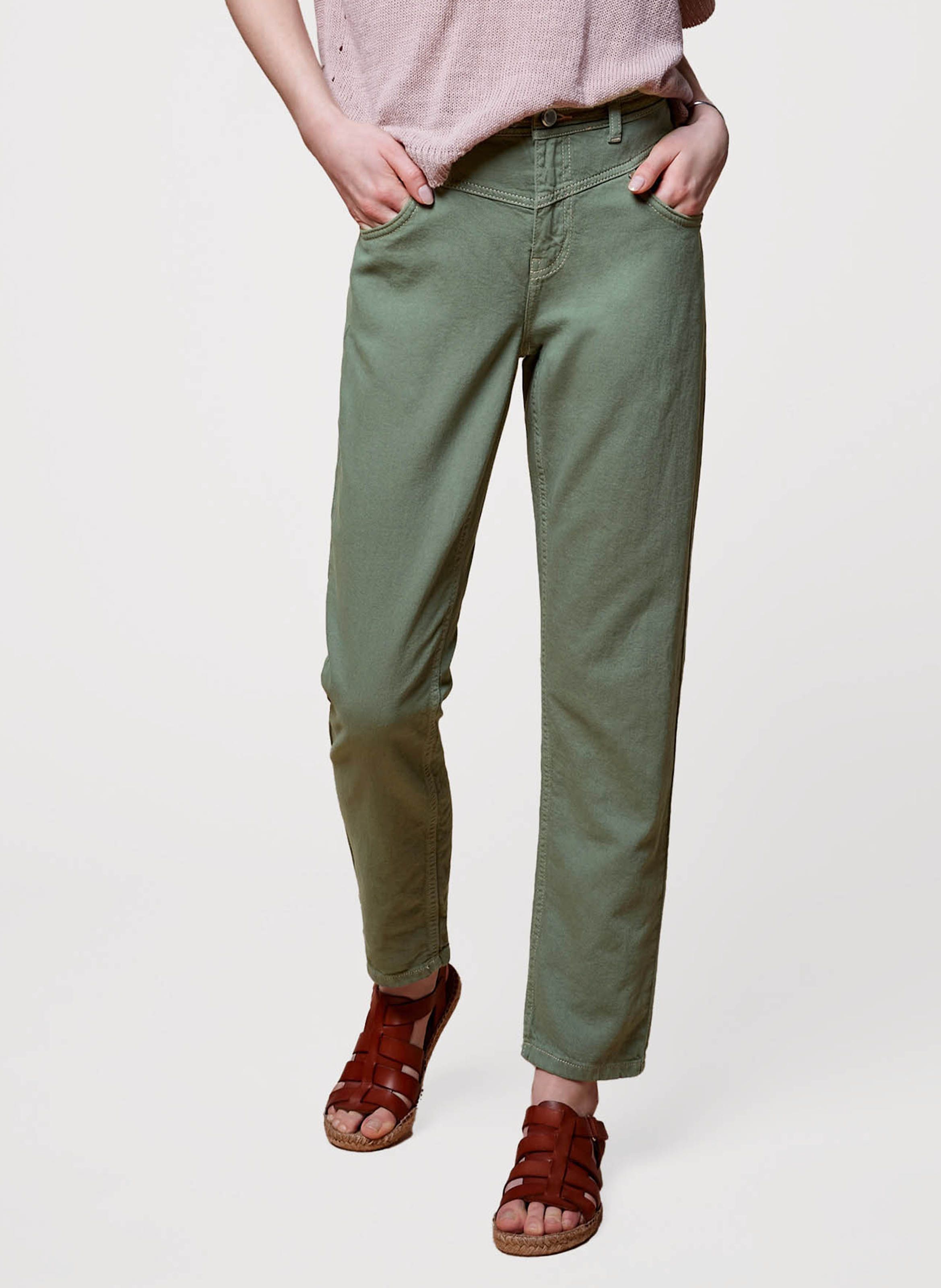 khaki colored mom jeans