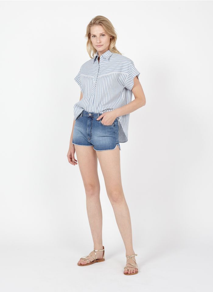 ACQUAVERDE High Waist Jeansshorts in Bleached Jeans
