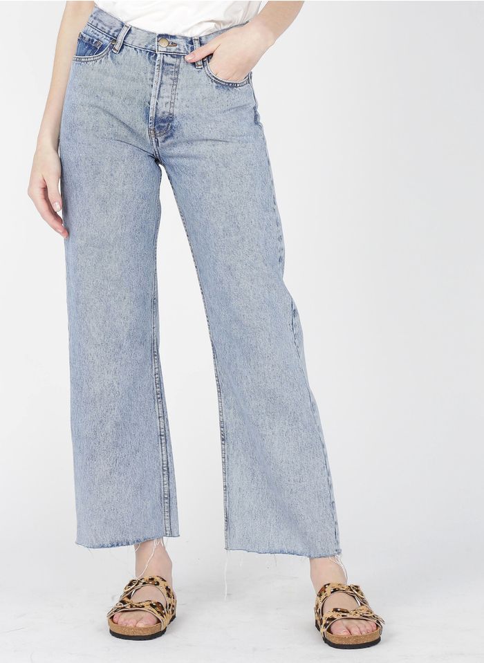 ACQUAVERDE Weite High Waist Jeans in Bleached Jeans