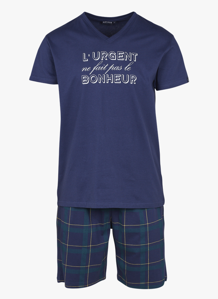 ARTHUR Pyjama-Shorts aus Baumwolle in Blau
