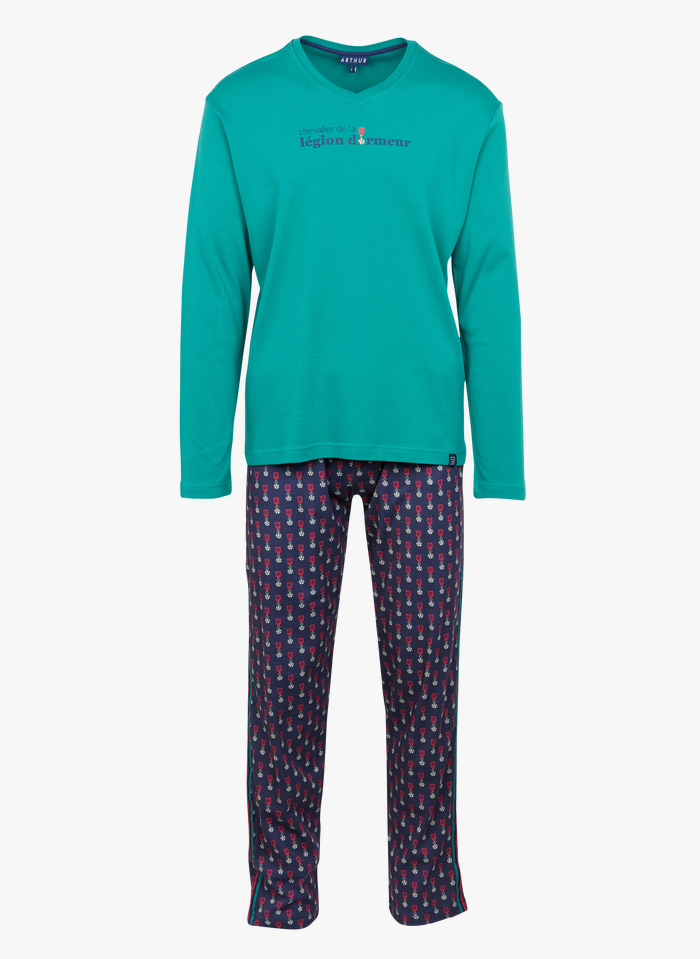ARTHUR Zweiteiliger Pyjama aus Baumwolle in Blau