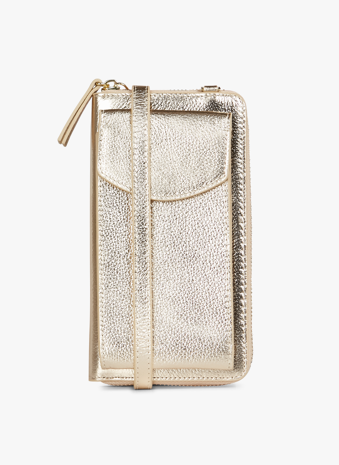 AU PRINTEMPS PARIS Brieftasche aus genarbtem Leder in Golden