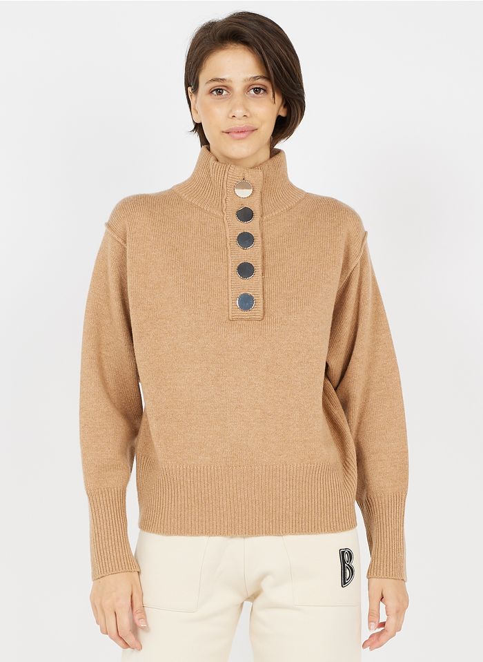 BERENICE Wollmix-Pullover mit Stehkragen in Braun
