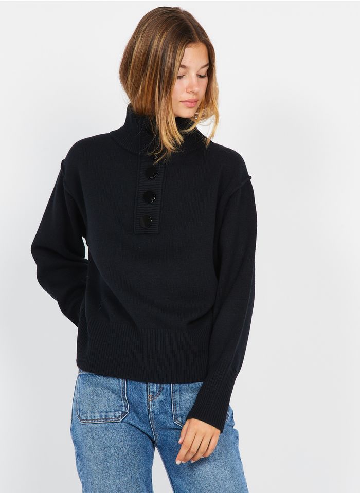BERENICE Wollmix-Pullover mit Stehkragen in Schwarz
