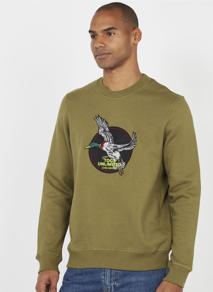 CHEVIGNON Rundhals-Sweatshirt aus Bio-Baumwolle, Regular Fit in Khaki