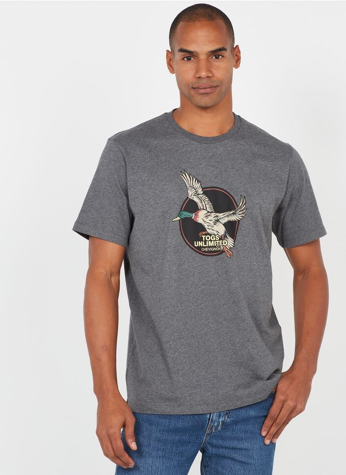 CHEVIGNON Rundhals-T-Shirt aus Bio-Baumwolle mit Siebdruck, Regular Fit in Grau