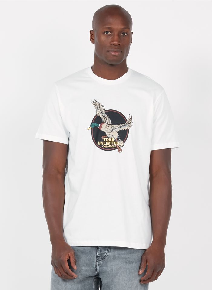 CHEVIGNON Rundhals-T-Shirt aus Bio-Baumwolle mit Siebdruck, Regular Fit in Weiß