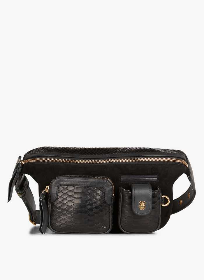 CLARIS VIROT Hüfttasche aus Pythonleder in Schwarz
