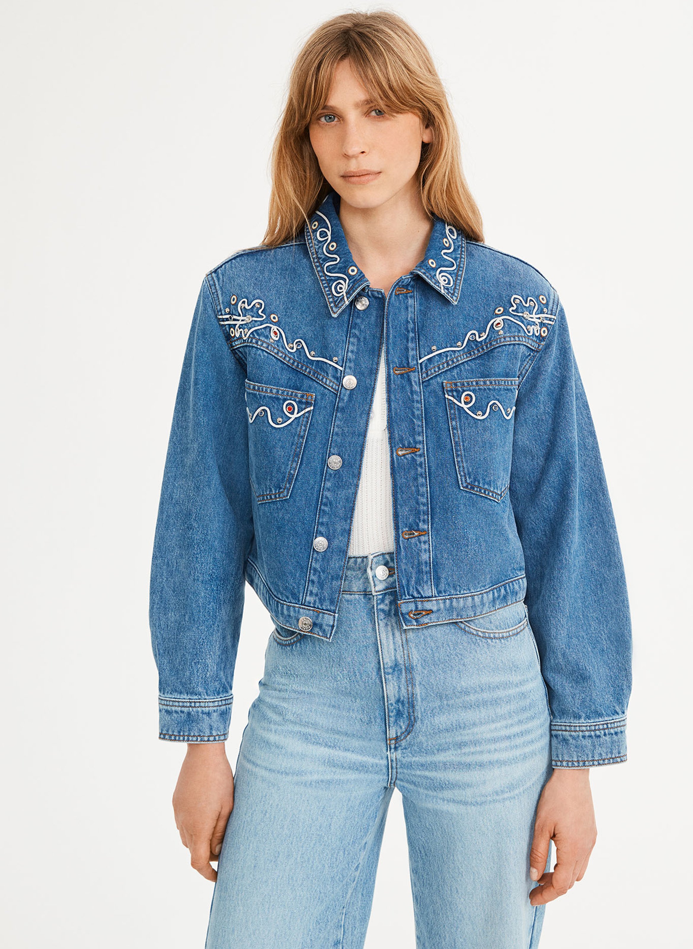 Kurze Jeansjacke Denim Claudie Pierlot - Damen | Place des Tendances