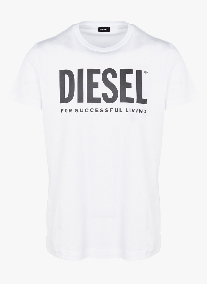 DIESEL Rundhals-T-Shirt aus Baumwolle mit Siebdruck, Regular Fit in Weiß