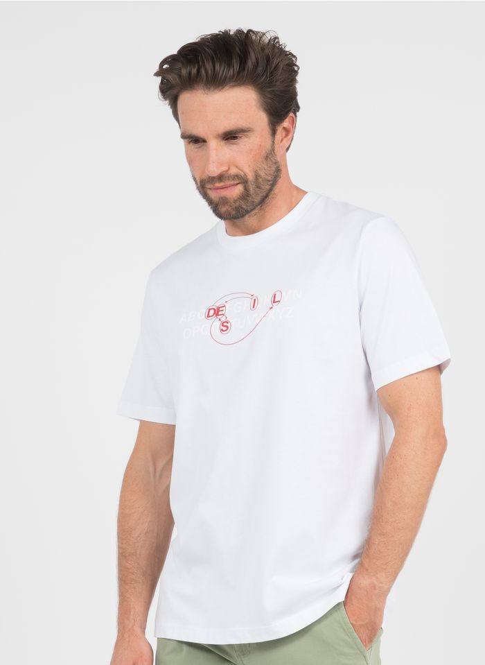 DIESEL Rundhals-T-Shirt aus Baumwolle mit Siebdruck, Regular Fit in Weiß