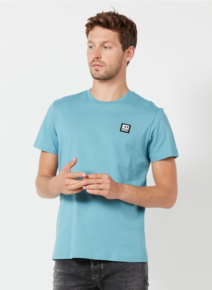 DIESEL Rundhals-T-Shirt aus Baumwolle, Regular Fit in Blau