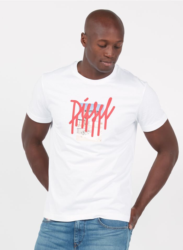 DIESEL Rundhals-T-Shirt aus Baumwolle, Regular Fit in Weiß