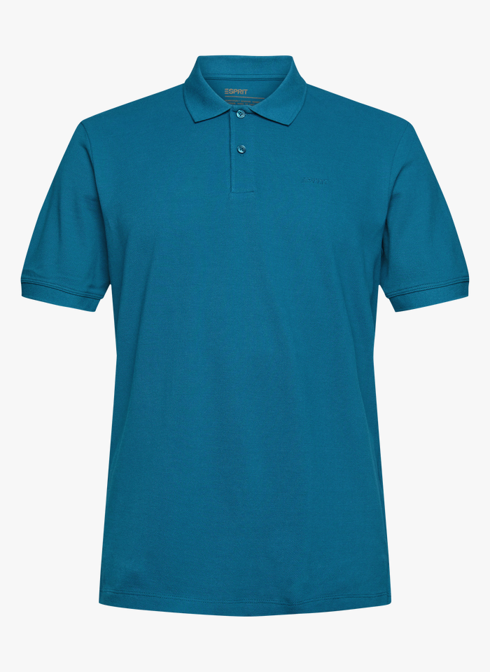 ESPRIT Poloshirt aus Baumwoll-Piqué, Slim Fit in Blau
