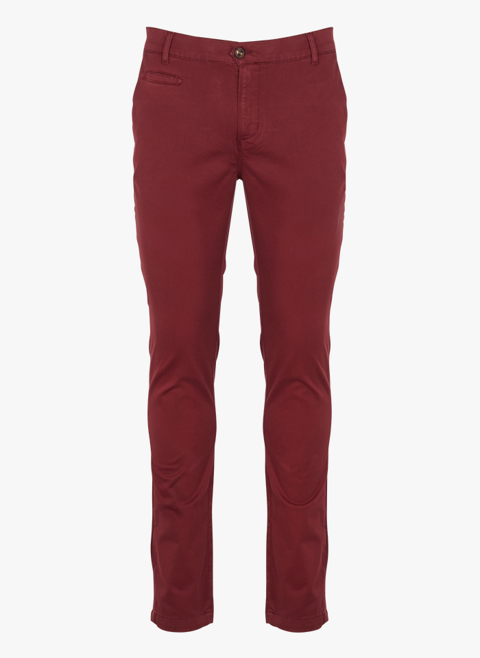 FAGUO Chinohose aus Baumwoll-Mix, Slim Fit in Rot