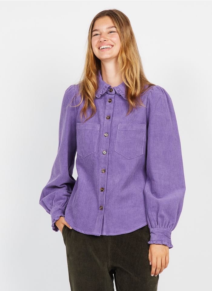 FRNCH Hemd aus Cord und Baumwolle mit klassischem Kragen in Violett