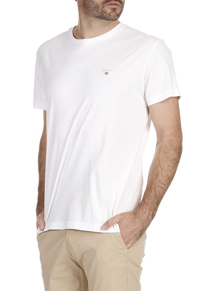 GANT Rundhals-T-Shirt aus Baumwolle, Regular Fit in Weiß