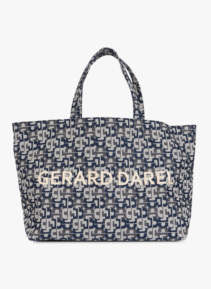 GERARD DAREL Jacquard-Shopper aus Baumwoll-Mix mit Print in Blau