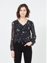 I CODE Imprimé Floral Noir Fleurette Milan Schwarz