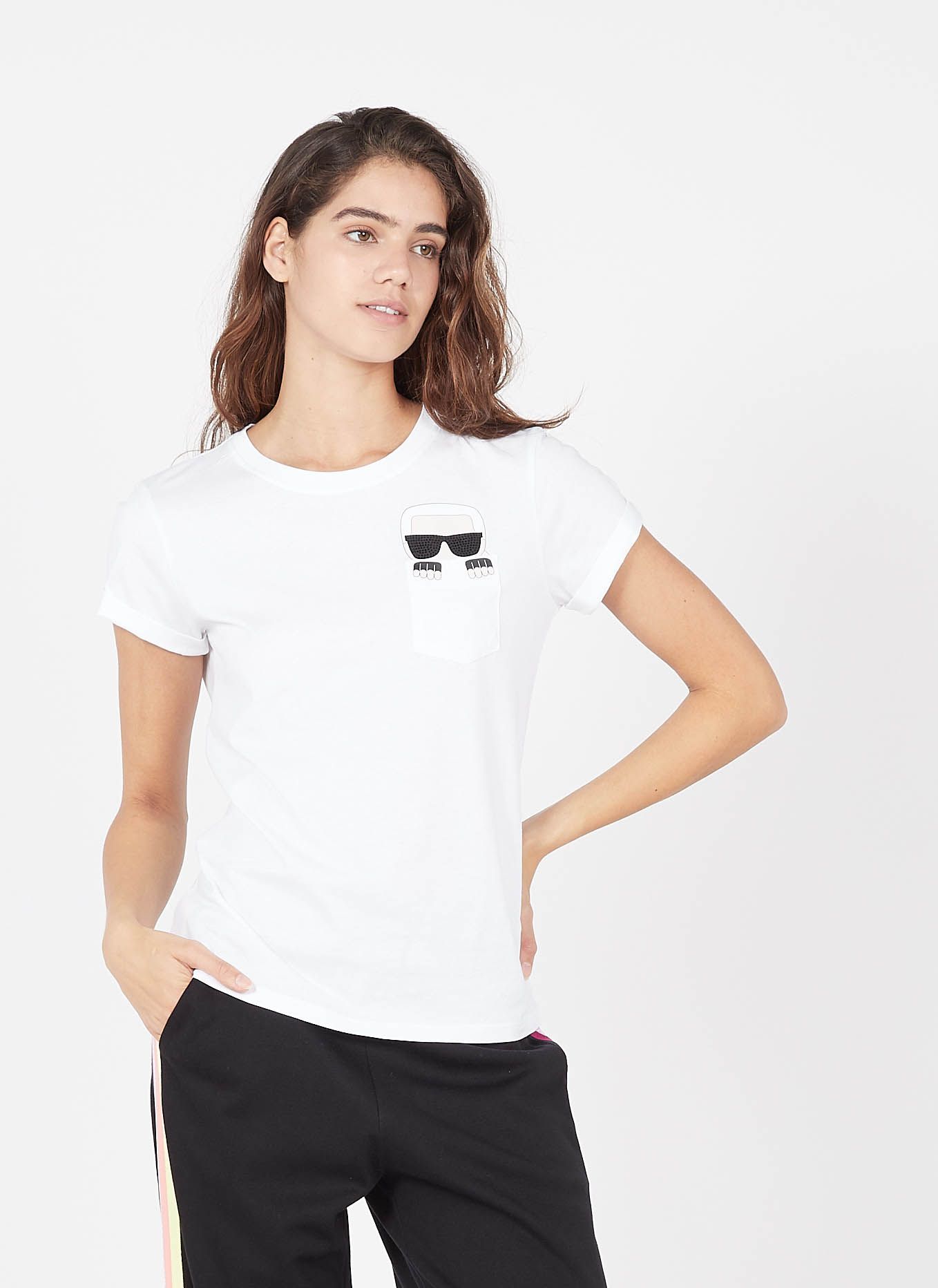 Mode & Accessoires Kleidung Tops Blusentops Karl Lagerfeld Tetris Print Shirt Damen Bluse 