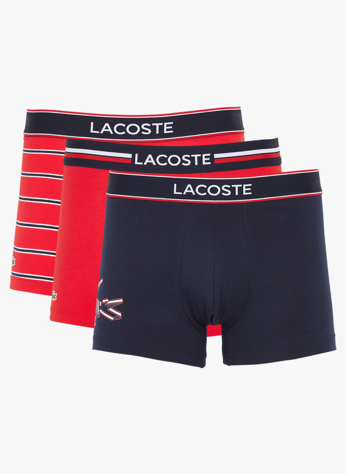 LACOSTE 3er-Pack Boxershorts aus Baumwolle in Rot