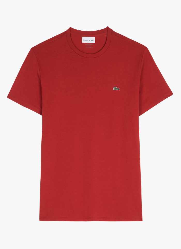 LACOSTE Rundhals-T-Shirt aus Pima-Baumwolle, Regular Fit in Rot