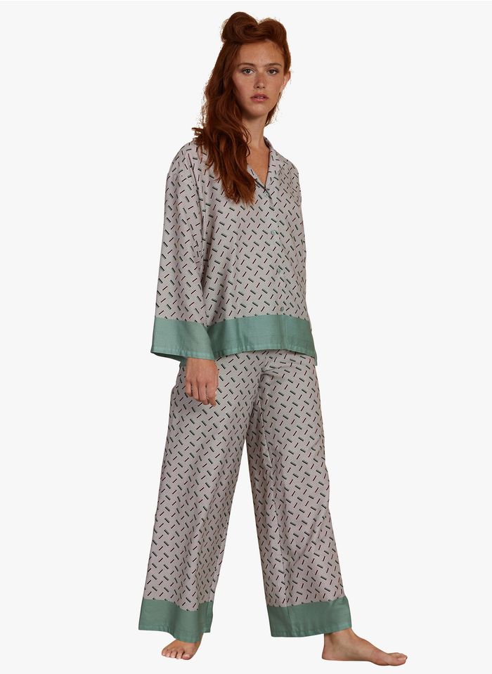 LAURENCE TAVERNIER Pyjama-Oberteil aus bedruckter Baumwolle in Grun