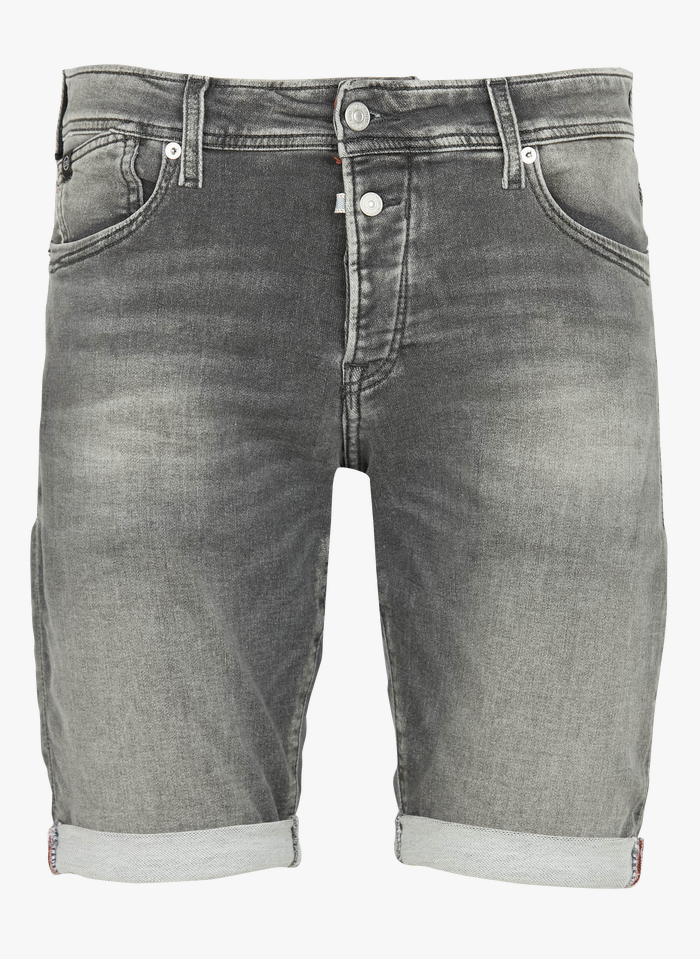 LE TEMPS DES CERISES 5-Pocket-Jeansshorts in Stone-Washed-Optik in Grau