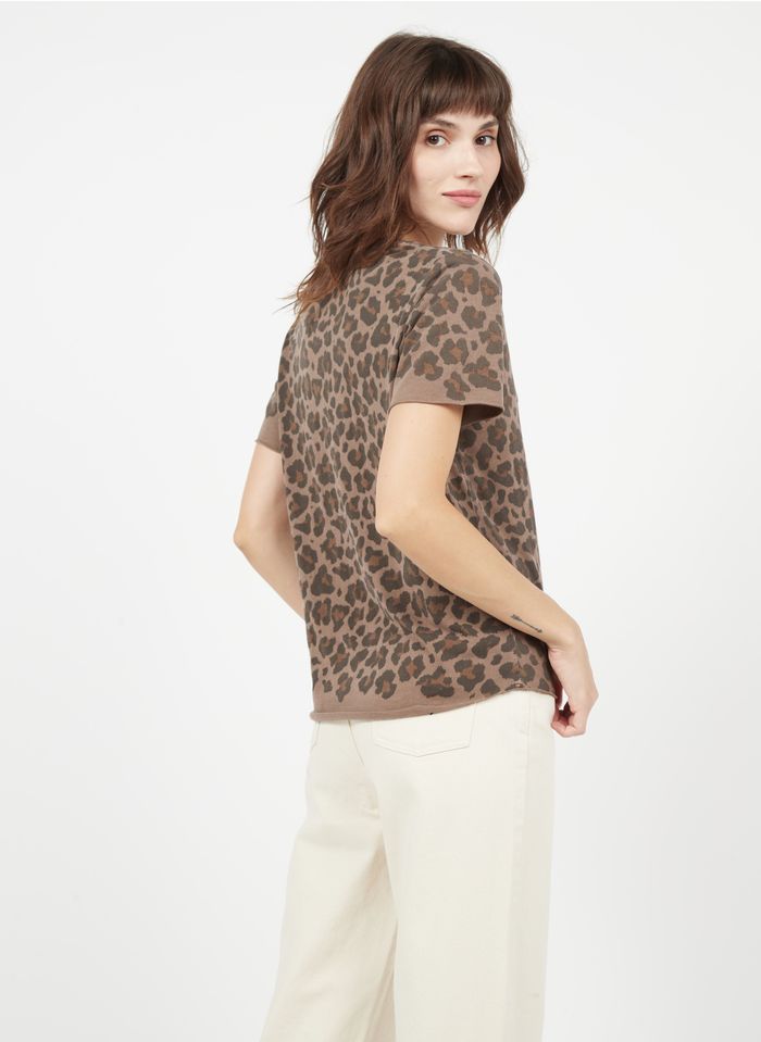LEON & HARPER T-Shirt aus Bio-Baumwolle mit Leoparden-Print in Braun