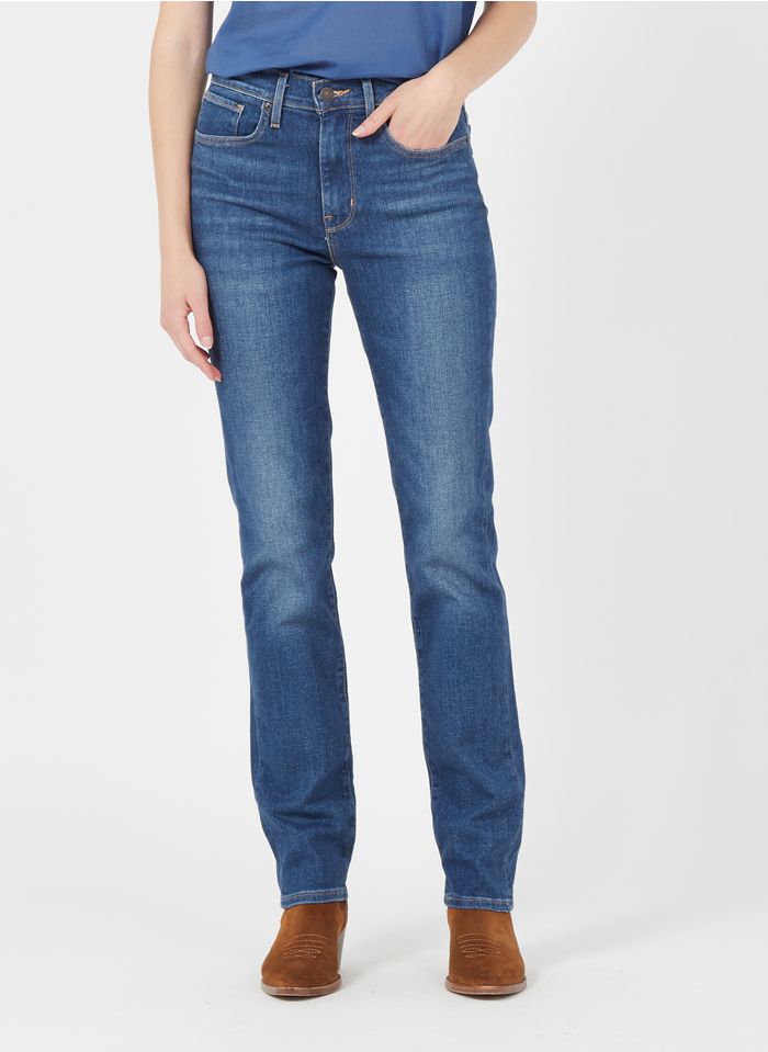LEVI'S High Waist Straight Cut Jeans mit 5 Taschen in Blau