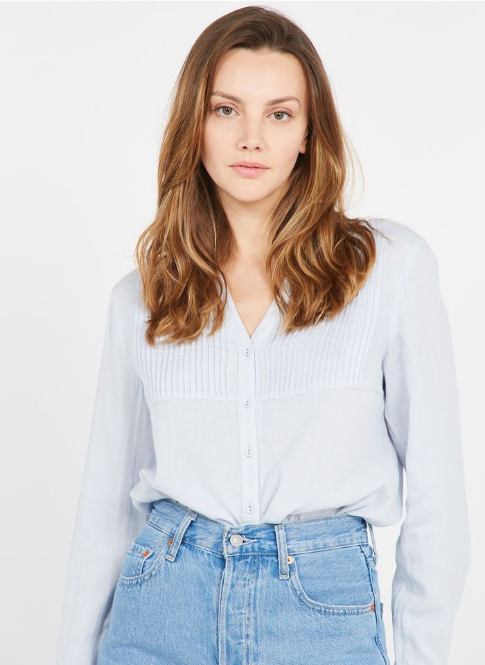 MAISON 123 Henley-Bluse aus Baumwolle in Bleached Jeans