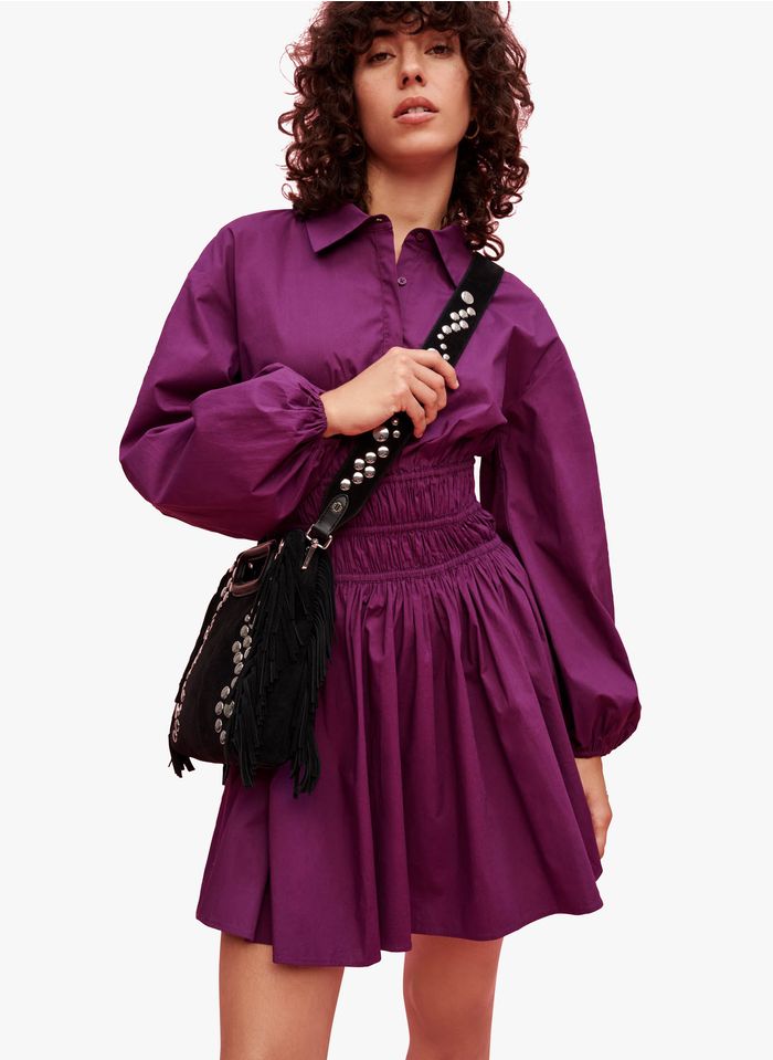 MAJE Kurzkleid aus Baumwoll-Mix mit klassischem Kragen in Violett