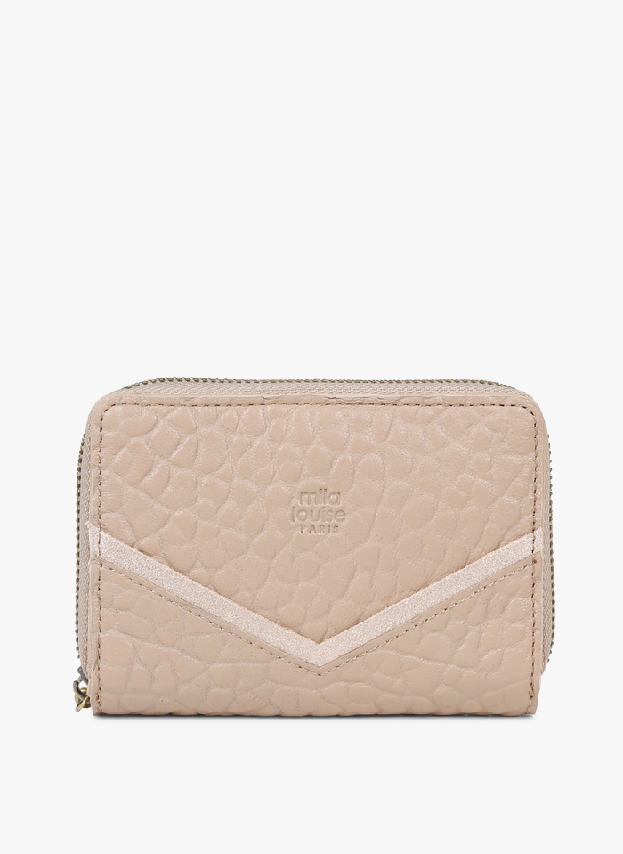 MILA LOUISE Leder-Brieftasche mit Reißverschluss in Rosa