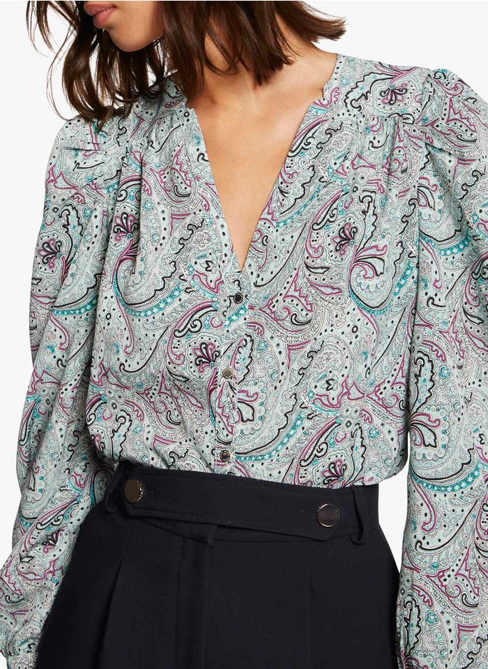 MORGAN Bluse mit V-Ausschnitt und Print in Mehrfarbig
