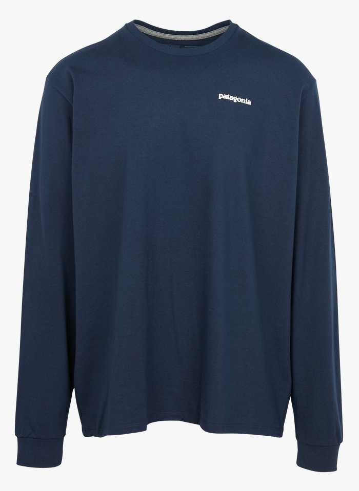 PATAGONIA Rundhals-T-Shirt aus Recycling-Baumwoll-Mix mit Siebdruck, Regular Fit in Blau