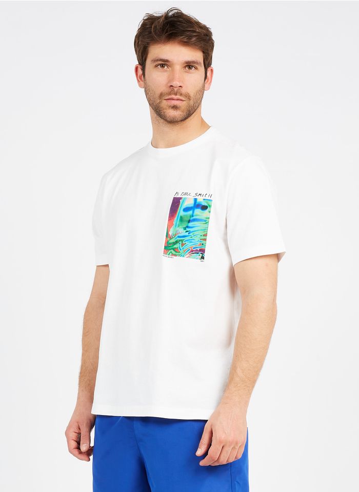 PAUL SMITH Rundhals-T-Shirt aus Baumwolle mit Siebdruck, Regular Fit in Weiß