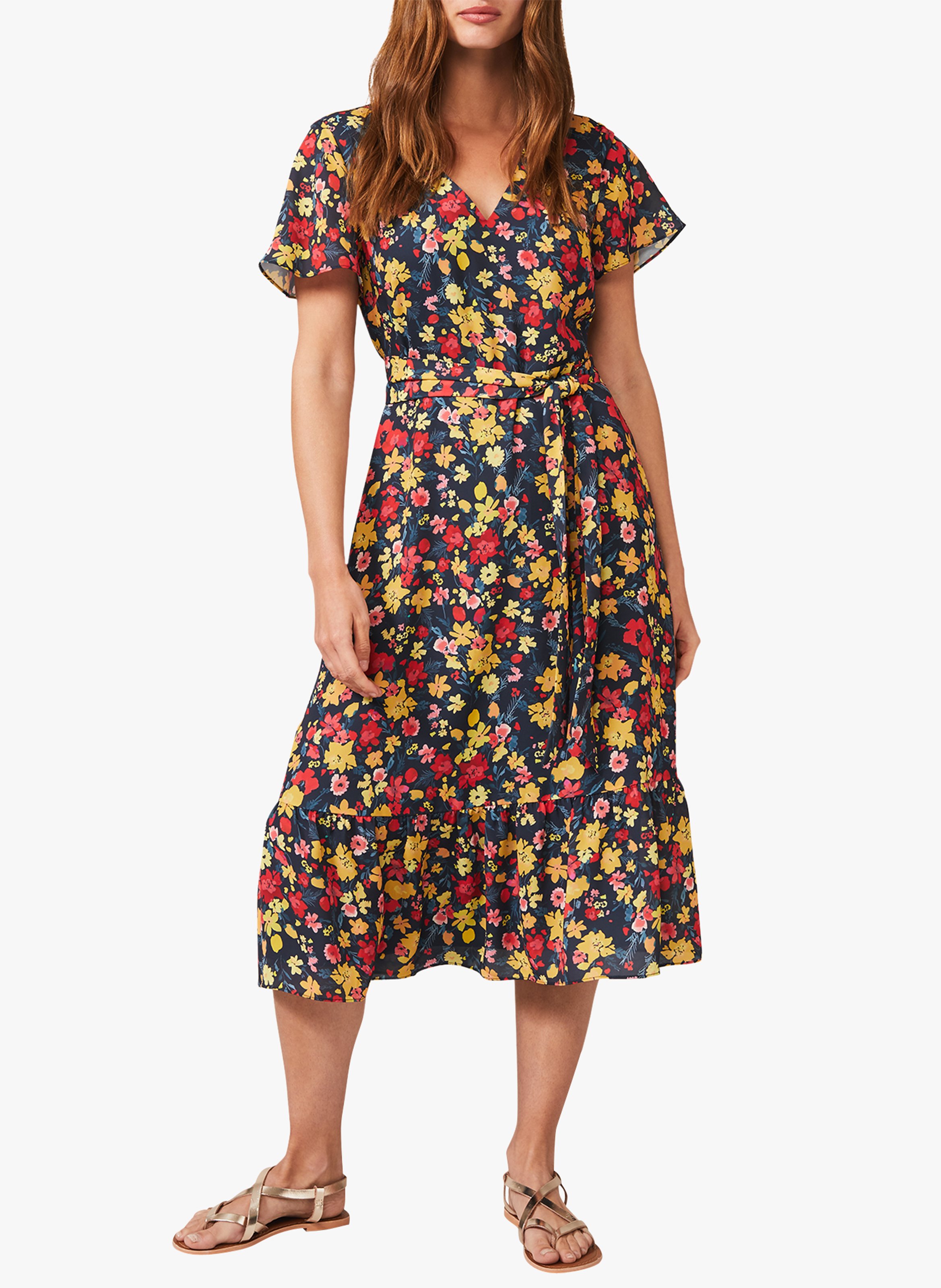 Langes Kleid Mit V Ausschnitt Und Blumenprint Pink Phase Eight Damen Place Des Tendances 