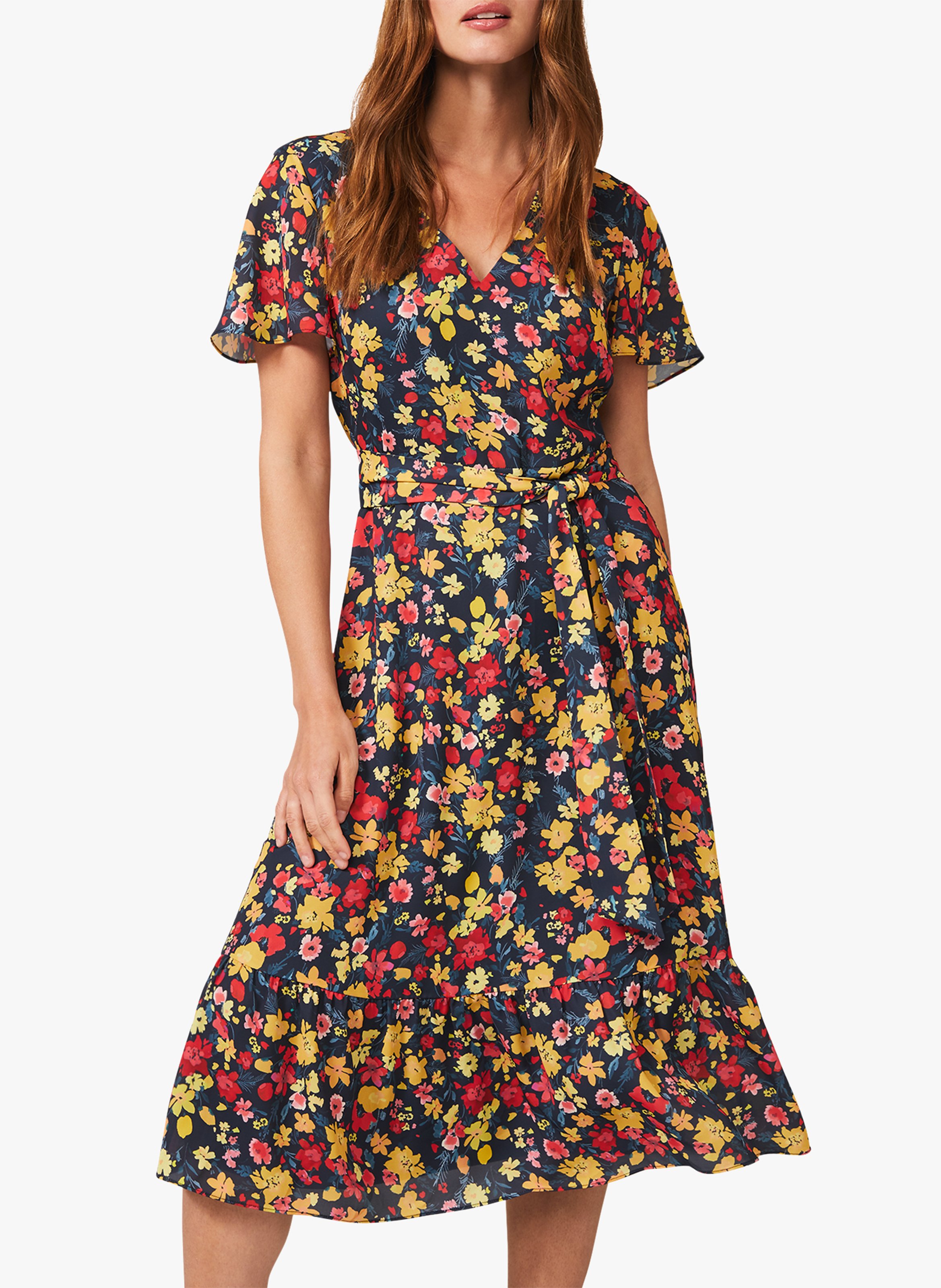 Langes Kleid Mit V Ausschnitt Und Blumenprint Pink Phase Eight Damen Place Des Tendances 