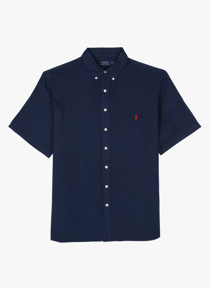 POLO RALPH LAUREN Leinenhemd mit Button-down-Kragen, Regular Fit in Blau