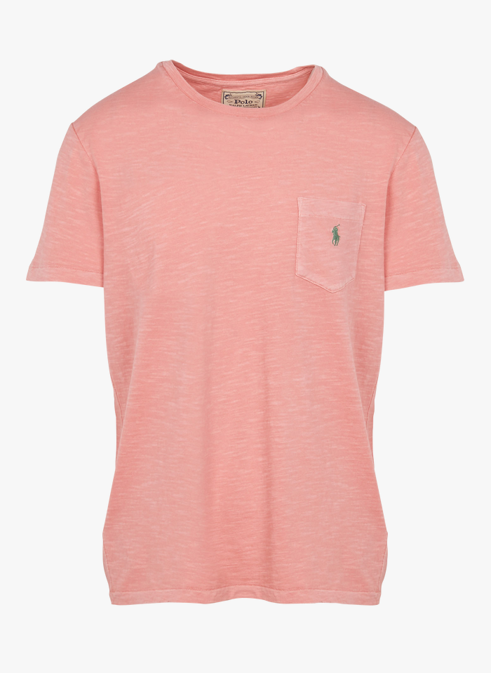 POLO RALPH LAUREN Rundhals-T-Shirt aus Baumwoll-Flammgarn, Slim Fit in Rosa