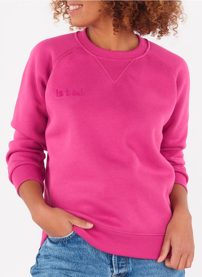 RASUREL Rundhals-Sweatshirt aus Baumwolle mit Kapuze aus Bio-Baumwoll-Mix in Rosa