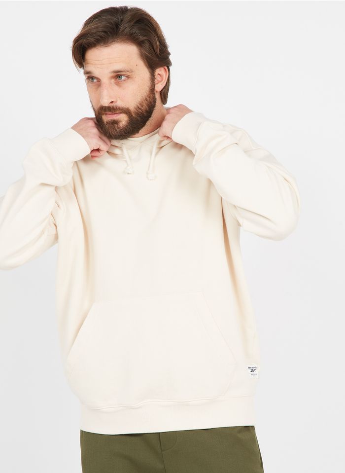REEBOK Kapuzensweatshirt aus Baumwolle mit Rundhalsausschnitt, Regular Fit in Beige