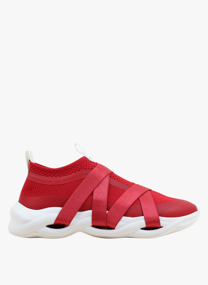 REPETTO Niedrige Knit-Sneaker mit Band in Rot