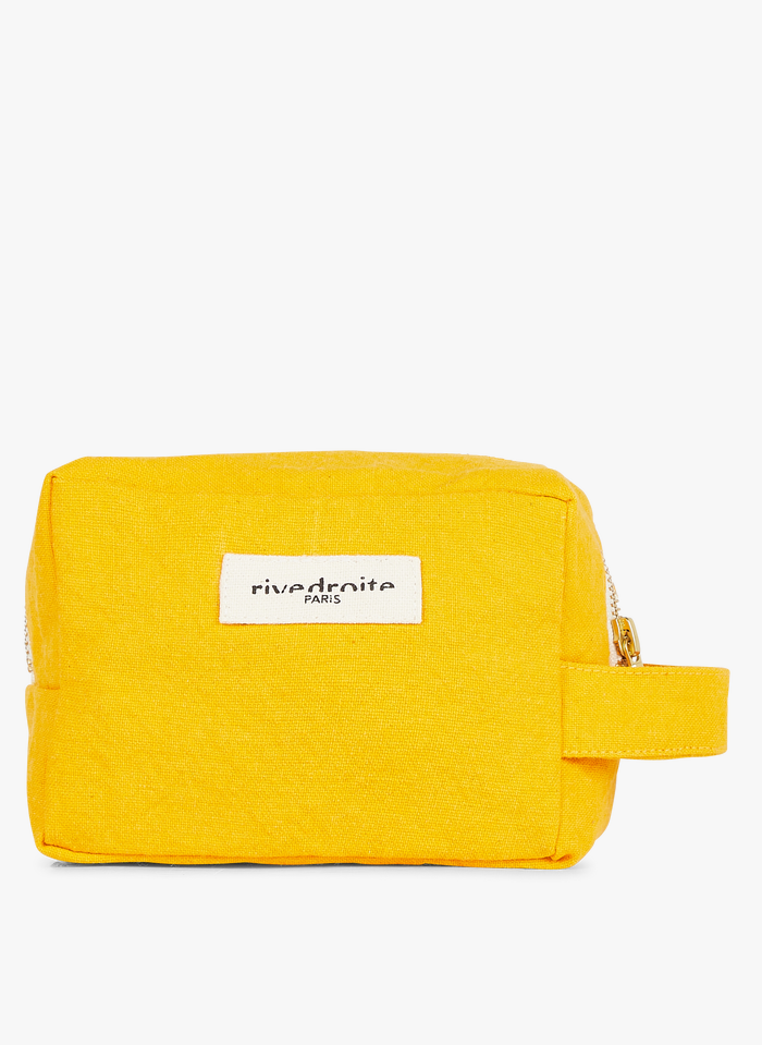 RIVE DROITE PARIS Kulturtasche aus Denim mit Reißverschluss in Gelb
