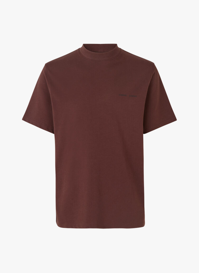 SAMSOE SAMSOE T-Shirt aus Bio-Baumwolle mit Stehkragen, Regular Fit in Braun