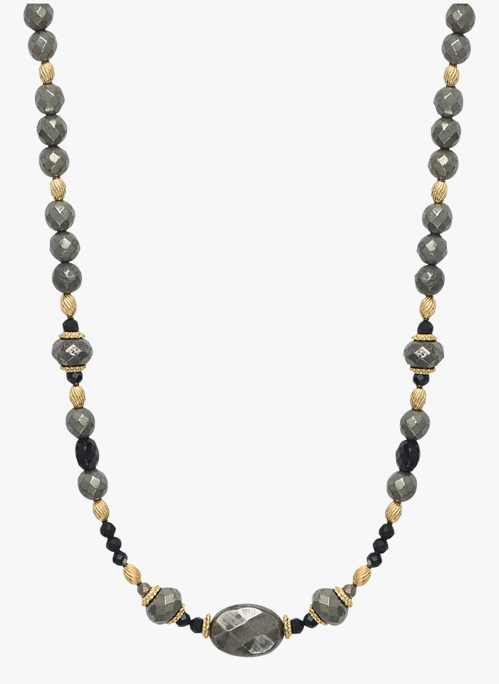 SATELLITE PARIS Edelstein-Perlenkette in Grau