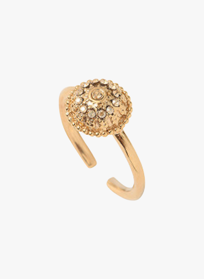 SATELLITE PARIS Edler, verstellbarer Ring aus vergoldetem Metall mit Prestige-Kristallen in Golden
