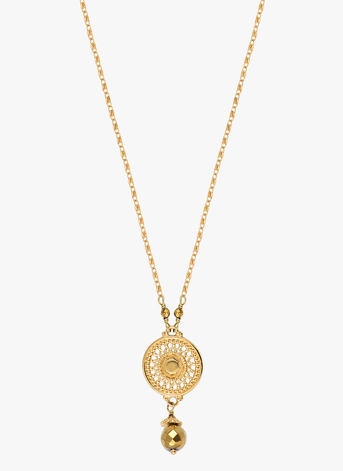 SATELLITE PARIS Halskette aus Natursteinen und feinvergoldetem Metall in Golden