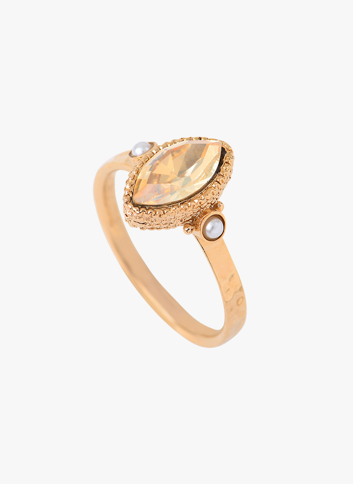 SATELLITE PARIS Ring mit Perlen und Kristall in Golden