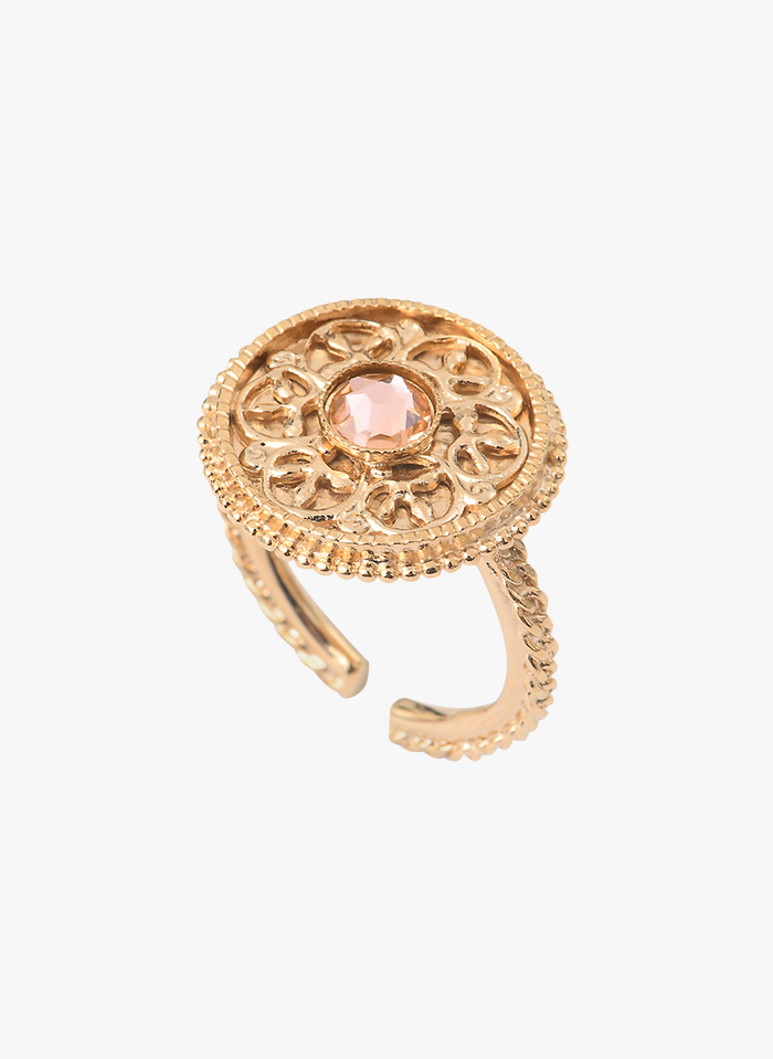 SATELLITE PARIS Verstellbarer Ring aus vergoldetem Metall in Rosa